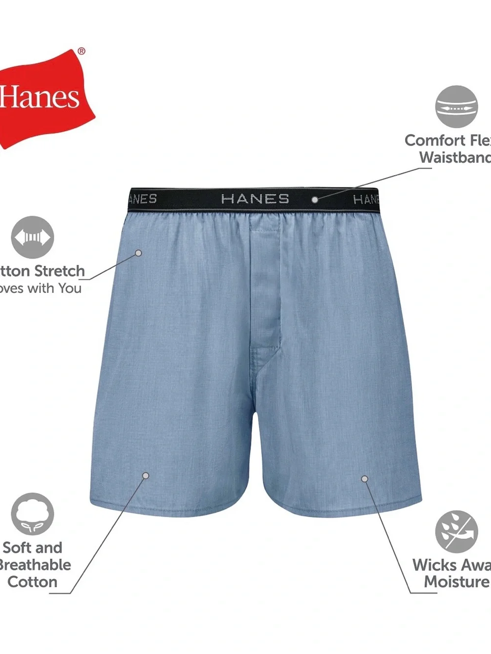 💜Hanes Men's Underwear Boxers 6-Pack, Cotton Stretch, Size: Small (28-30)